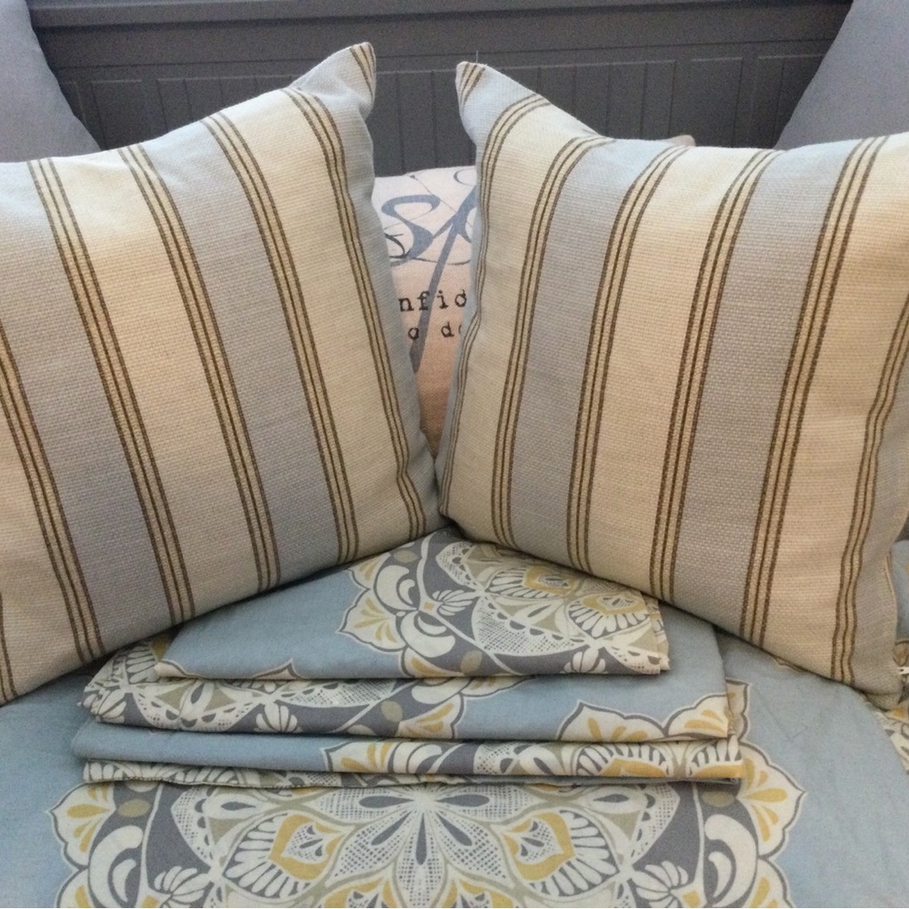 Striped Cream and Brown Home Bedding Pillows